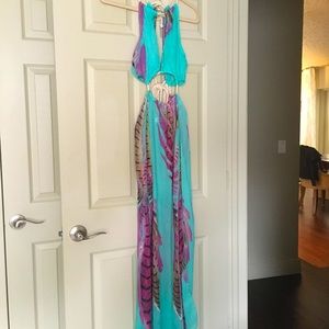Tropical sheer bathing suit cover up